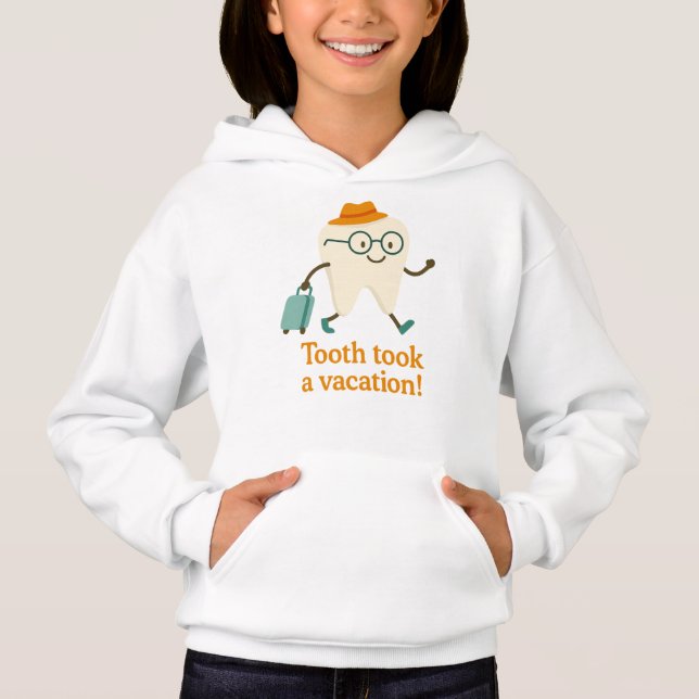 Tooth Took a Vacation Kids’ Moletom | Dente Divert (Frente)