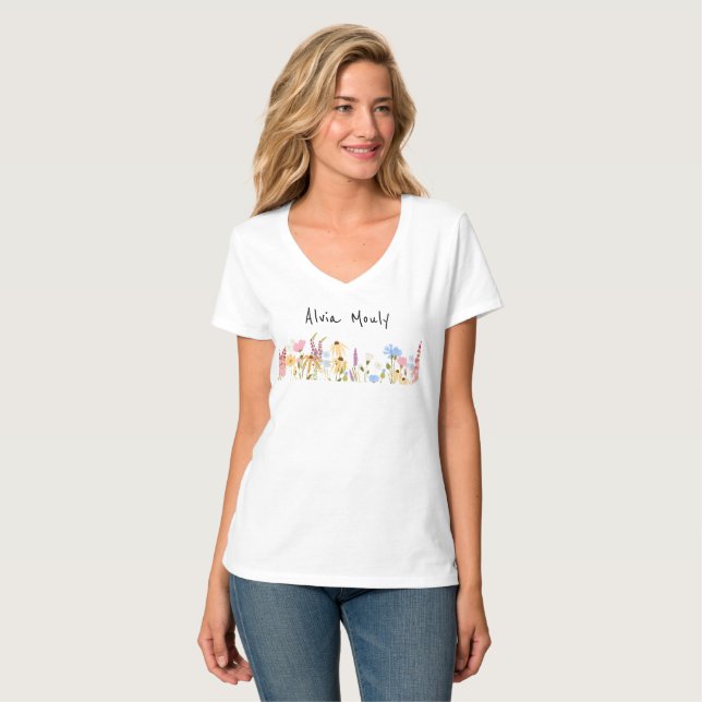 Top Cropped Floral de Prado de Flores Silvestres V (Frente Completa)
