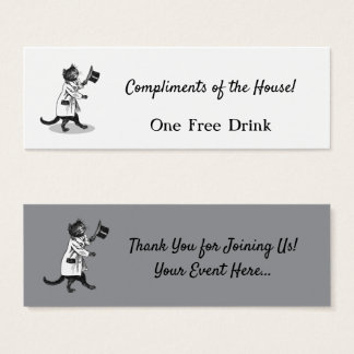 Top Hat Cat Editable Free Drink Ticket Vintage Art