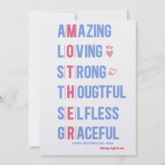 Top Mamãe Qualidades para o Melhor Cartão de Dia d (Frente)