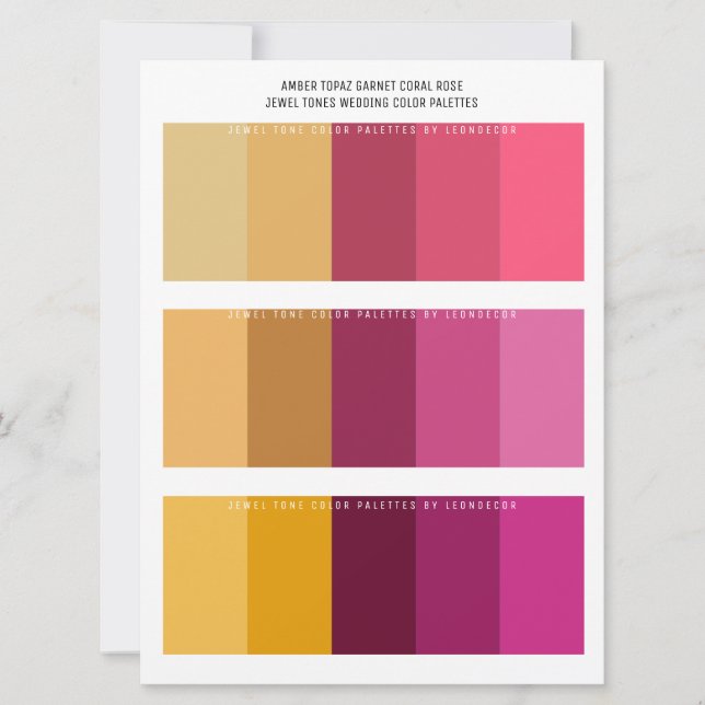 Topaz Garnet Coral Rosa Jewel Tone Casamento Cores (Frente)