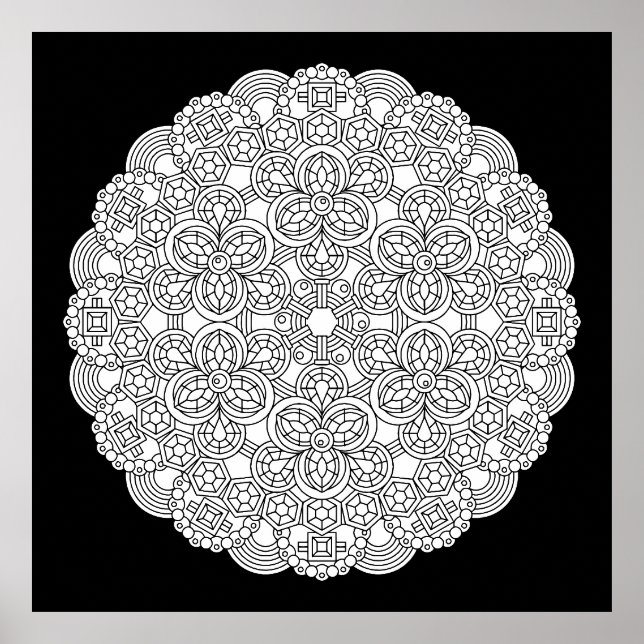 Topaz Moonlight Crystal Mandala Coloração Poster (Frente)