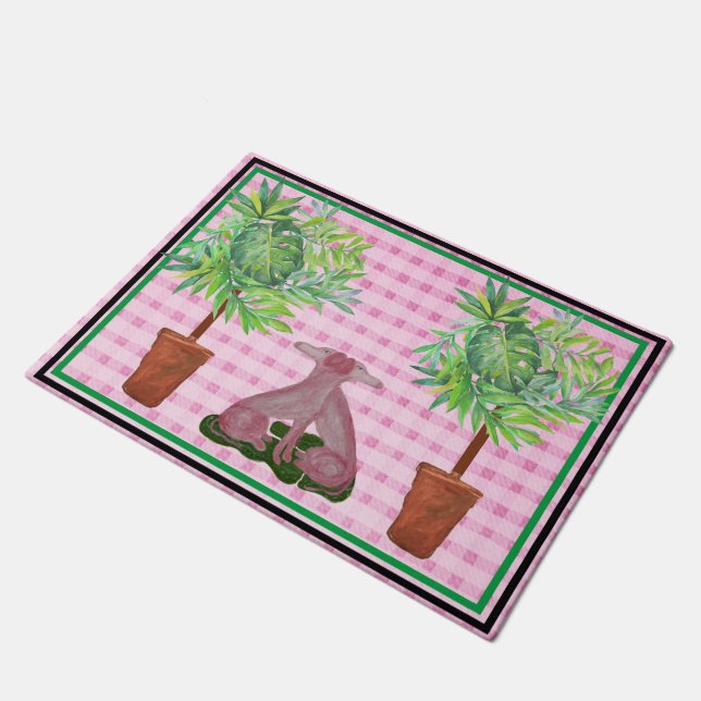Topiary Pink Staffordshire Dogs Mat doormat tapete (Inclinado)
