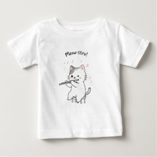 Tops de Bebê Gato Engraçado Tocando Flauta