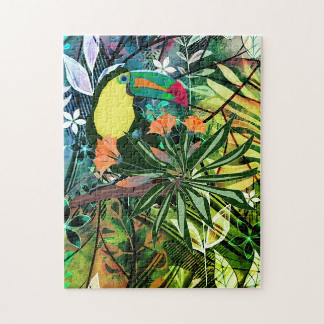 Toque e flores coloridas. Quebra-cabeça de serra (Vertical)