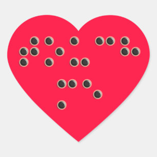 Toque em me etiqueta do coração (de Braille)