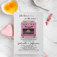 Toque Rosa No Convite Para O Chá de fraldas Forno