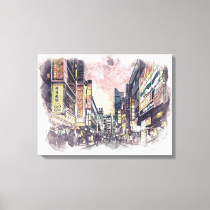 Tóquio Japão - Canvas de pintura por aquarela