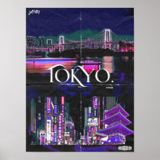 Tóquio Neon Night Skyline Poster - Ci Urbana Vibra
