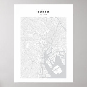 Tóquio - Poster do Mapa da Cidade Branca do Japão