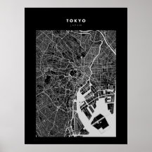 Tóquio - Poster do mapa das cidades escuras do Jap