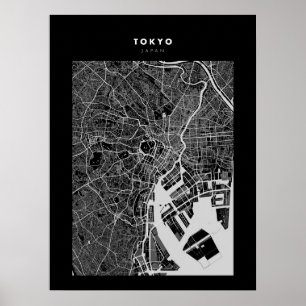 Tóquio - Poster do mapa das cidades escuras do Jap