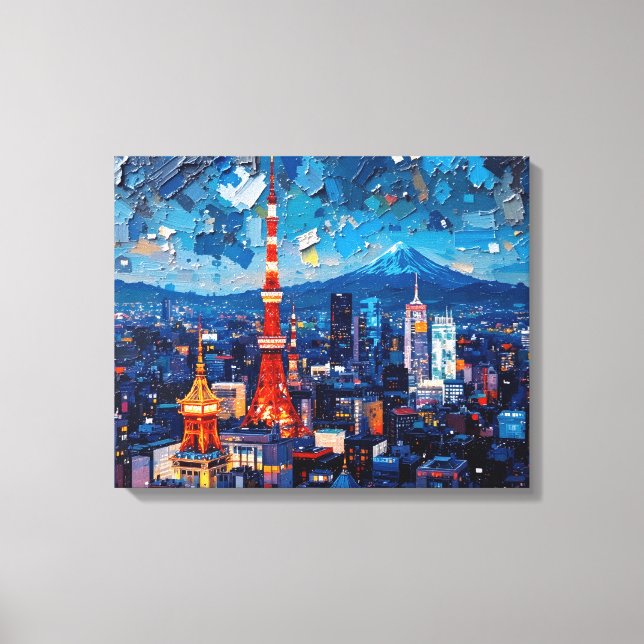 Tóquio Skyline Premium Canvas Wall Art | Cidade No (Frente)