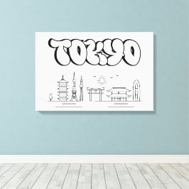 Tóquio Skyline Urban Grafite Stretch Canvas