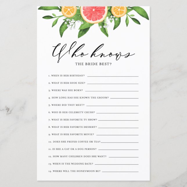 Toranjas e Laranjas que conhecem melhor a noiva (Frente)