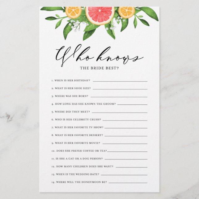 Toranjas e Laranjas que conhecem melhor a noiva (Frente)