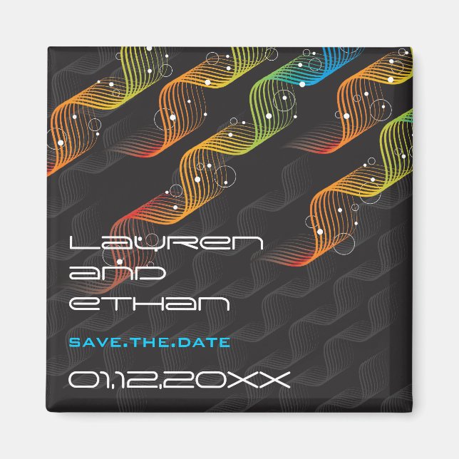 Torção abstrata ondulada | 01 * imã salve a data (Frente)