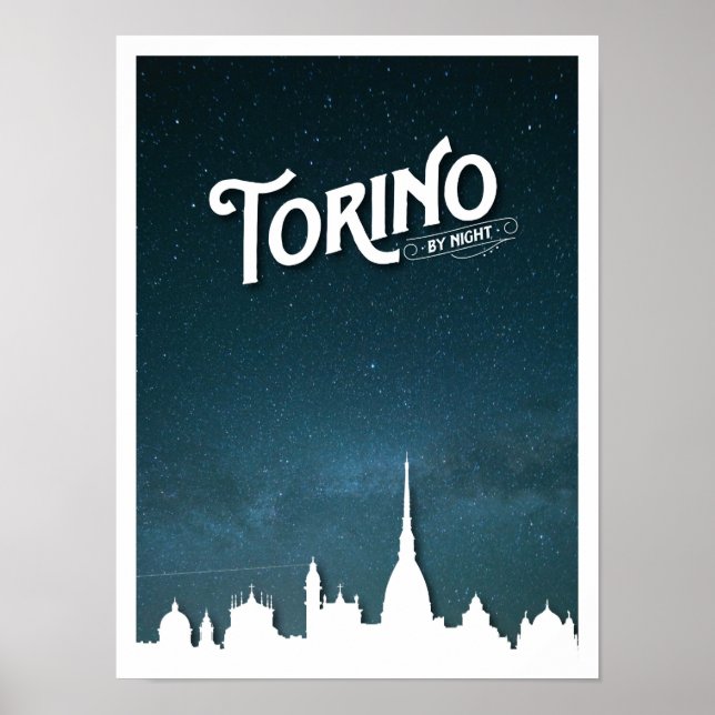 Torino pela linha do horizonte noturno - Poster (Frente)