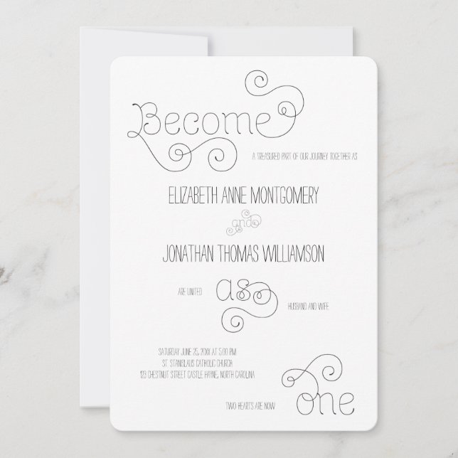 Torne-se um Convite para Casamento Curly Script (Frente)