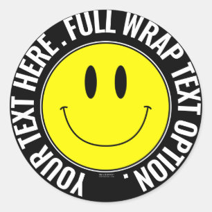 Torne Seu Próprio Adesivo Redondo Smiley, Texto D