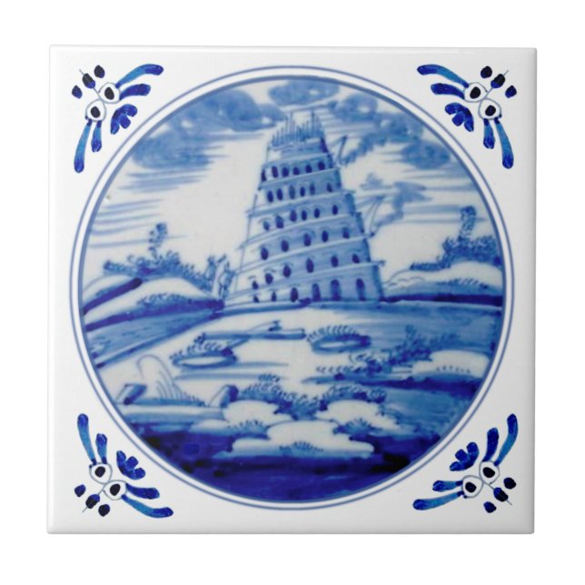 Torre da Babel Blue Delft Repro do Século 19 (Frente)