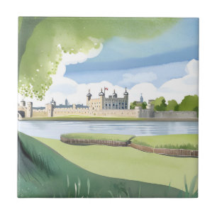 Torre de Londres Paisagem em Aquarela do Reino U