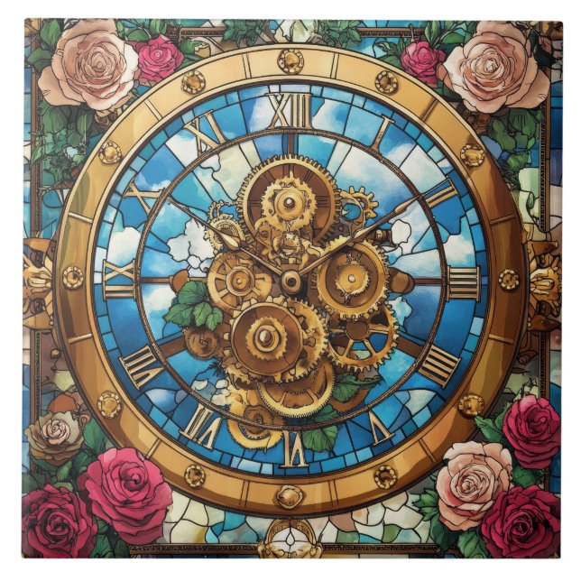 Torre do Relógio Steampunk Azulejo (Frente)