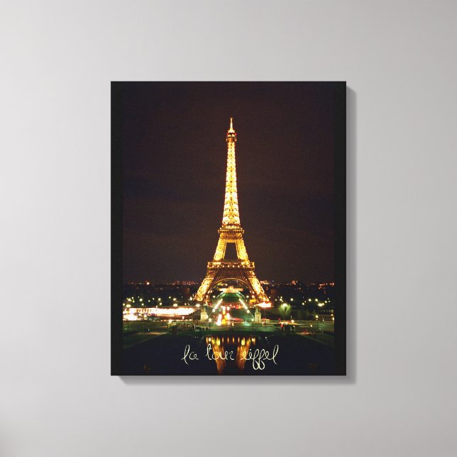 Torre Eiffel à noite na Canvas (Frente)