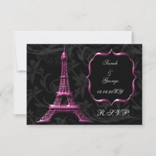 torre Eiffel cor-de-rosa rsvp padrão francês 3,5 x