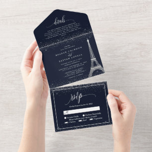 Torre Eiffel de Paris Casamento Brilho Prata