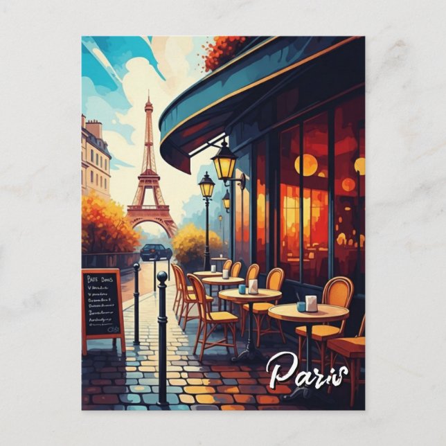 Torre Eiffel de Paris de um cartão postal de café (Frente)