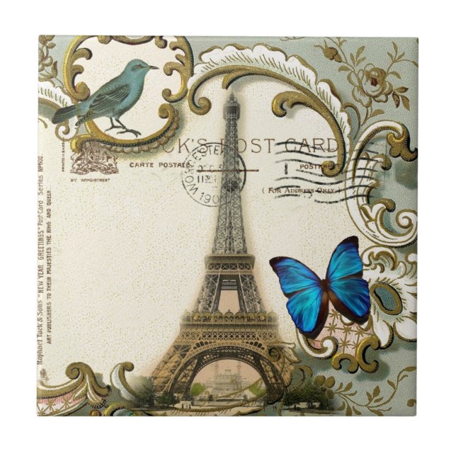 torre Eiffel de Paris dos redemoinhos do azul do (Frente)