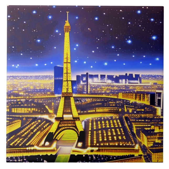Torre Eiffel de Paris sob um céu estrelado (Frente)