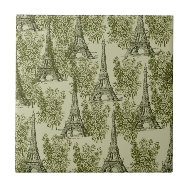 Torre Eiffel de Paris Verde Floral (Frente)