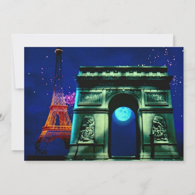 Torre Eiffel e Arc de Triomphe com lua (Frente)