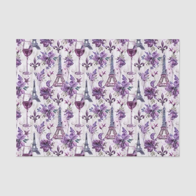 Torre Eiffel e Papel para tecidos aquosos do vinho (Frente )