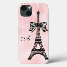 Torre Eiffel, em forma de monograma, rosa e Paris 