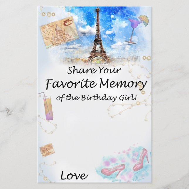 Torre Eiffel Memória Favorita da Rapariga de Anive (Frente)