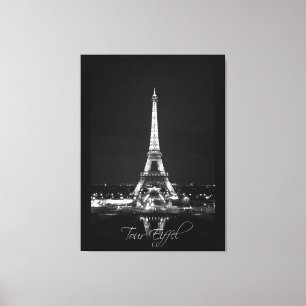 Torre Eiffel na noite B&W na Canvas