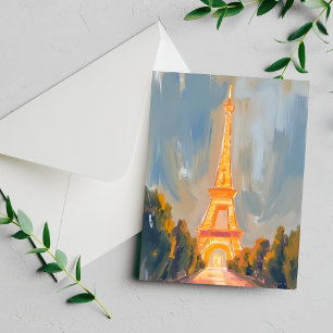 Torre Eiffel Paris França Cartão Aquarela