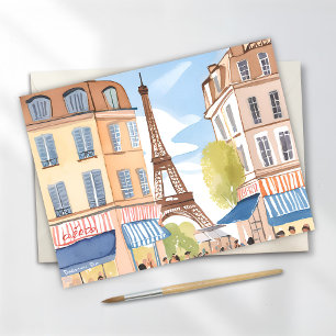 Torre Eiffel Paris França   Cartão Aquarela
