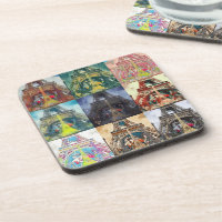 Torre Eiffel, Paris, França Collage Set Porta copo