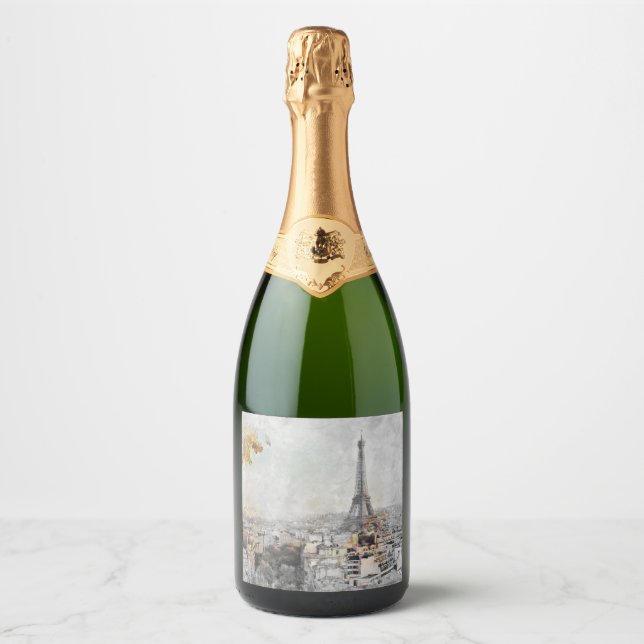 Torre Eiffel Paris França Rótulo de Vinho | Elegan (Frente)