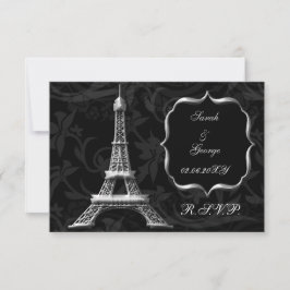 torre Eiffel prateada rsvp padrão francês 3,5 x 5