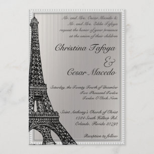 torre Eiffel preta Wedding do convite 5 x 7