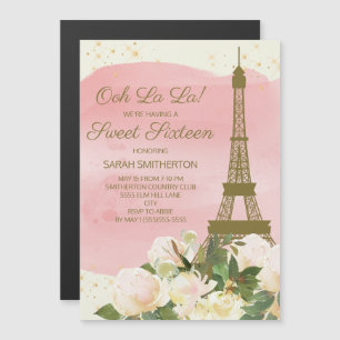 Torre Eiffel Rosa Elegante em Ouro Paris Sweet 16