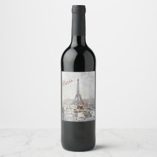 Torre Eiffel. Rótulo de vinho Paris, França