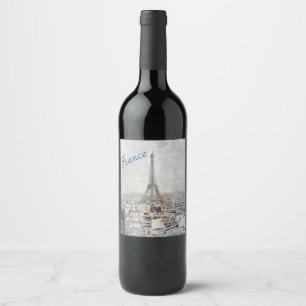 Torre Eiffel. Rótulo de vinho Paris, França