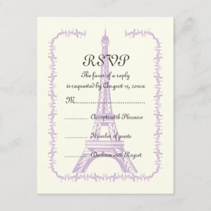 Torre Eiffel roxa do casamento em Paris, RSVP do m