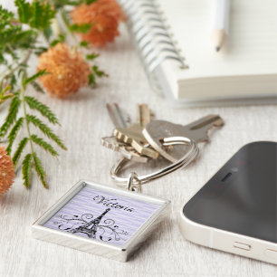 Torre Eiffel Roxo Chaveiro